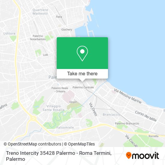 Treno Intercity 35428 Palermo - Roma Termini map
