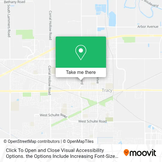 Click To Open and Close Visual Accessibility Options. the Options Include Increasing Font-Size and map
