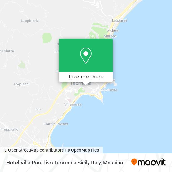 Hotel Villa Paradiso Taormina Sicily Italy map