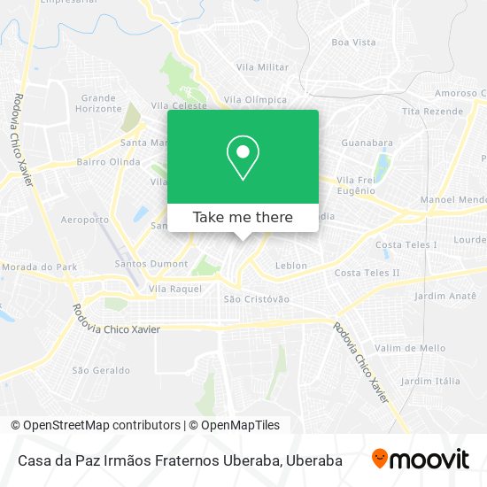 Mapa Casa da Paz Irmãos Fraternos Uberaba