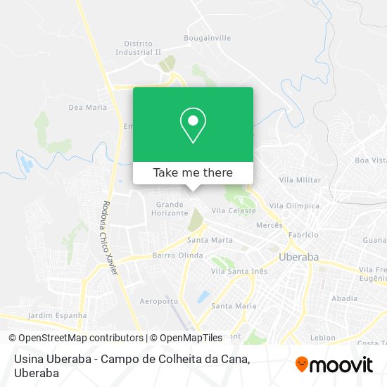 Mapa Usina Uberaba - Campo de Colheita da Cana