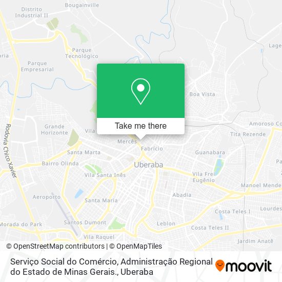 Serviço Social do Comércio, Administração Regional do Estado de Minas Gerais. map