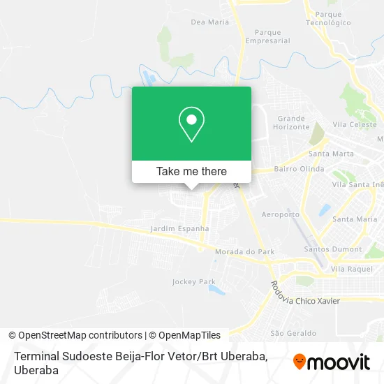 Terminal Sudoeste Beija-Flor Vetor / Brt Uberaba map