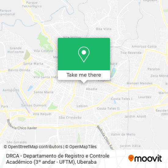Mapa DRCA - Departamento de Registro e Controle Acadêmico (3º andar - UFTM)