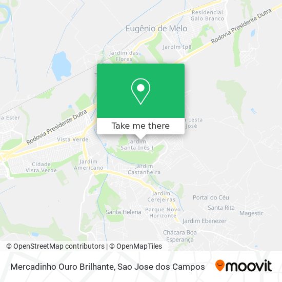 How to get to Mercadinho Ouro Brilhante in Eugenio De Melo by Bus?