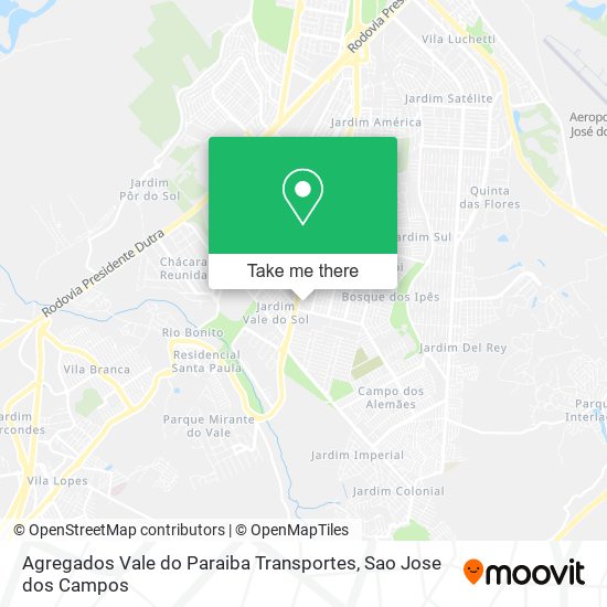 Agregados Vale do Paraiba Transportes map