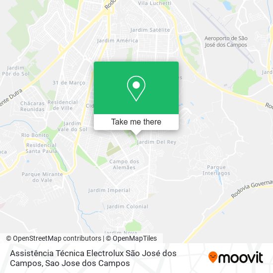 Mapa Assistência Técnica Electrolux São José dos Campos