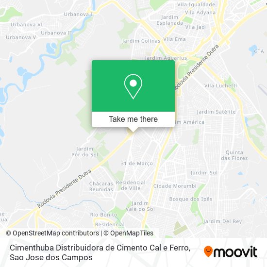 Cimenthuba Distribuidora de Cimento Cal e Ferro map