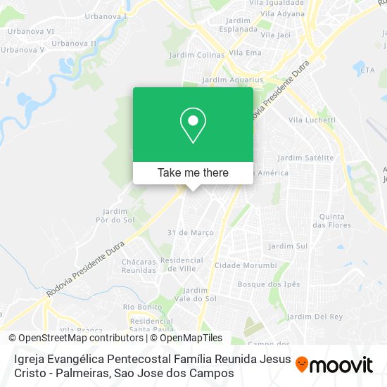 Mapa Igreja Evangélica Pentecostal Família Reunida Jesus Cristo - Palmeiras
