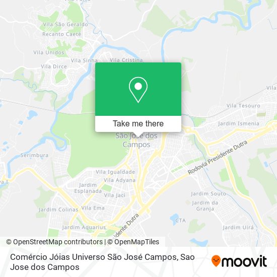 Mapa Comércio Jóias Universo São José Campos