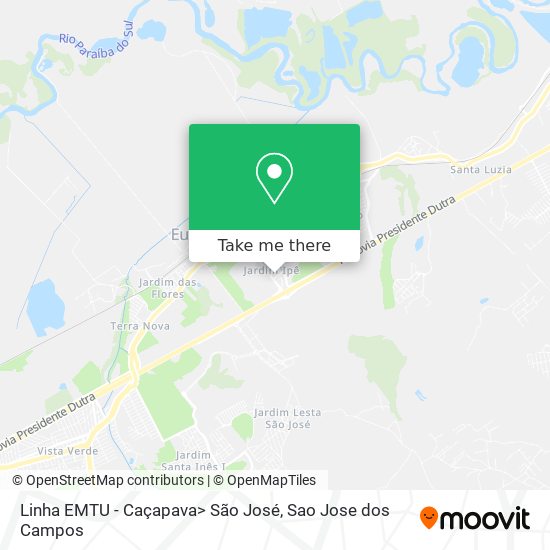 Linha EMTU - Caçapava> São José map