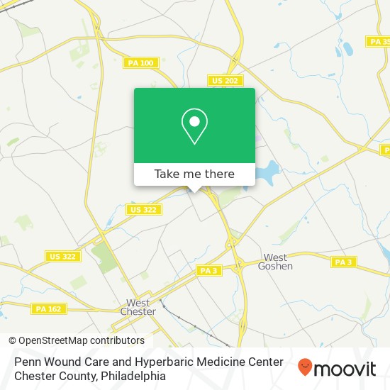 Penn Wound Care and Hyperbaric Medicine Center Chester County map