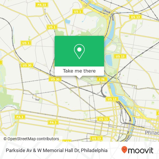 Parkside Av & W Memorial Hall Dr map