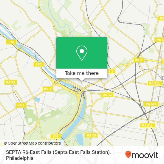 Mapa de SEPTA R6-East Falls (Septa East Falls Station)