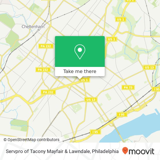 Servpro of Tacony Mayfair & Lawndale map