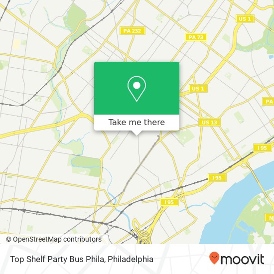 Top Shelf Party Bus Phila map