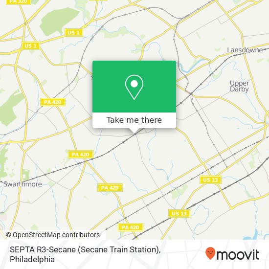 Mapa de SEPTA R3-Secane (Secane Train Station)