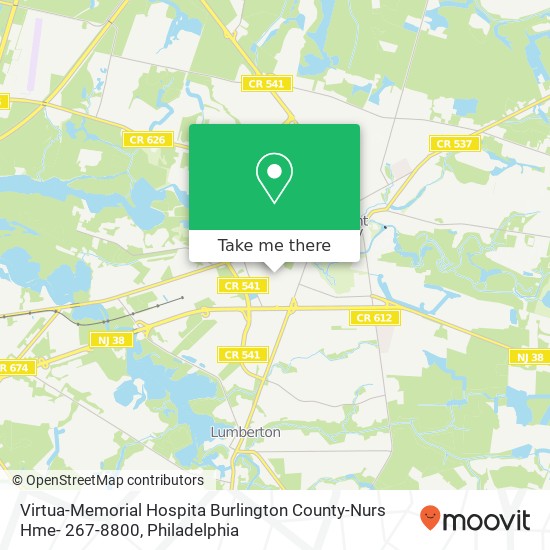 Virtua-Memorial Hospita Burlington County-Nurs Hme- 267-8800 map