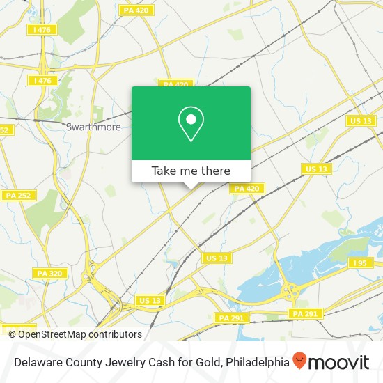 Delaware County Jewelry Cash for Gold map