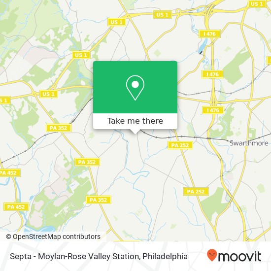 Mapa de Septa - Moylan-Rose Valley Station