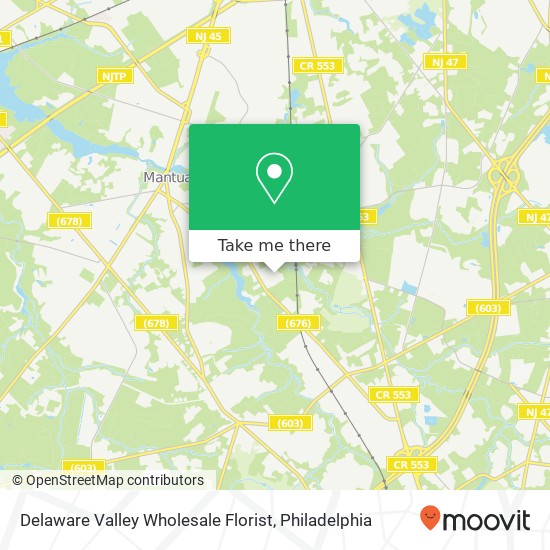 Mapa de Delaware Valley Wholesale Florist