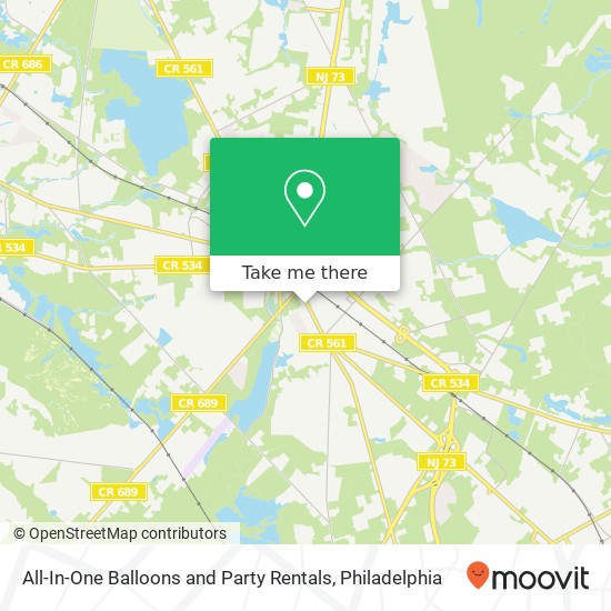 Mapa de All-In-One Balloons and Party Rentals