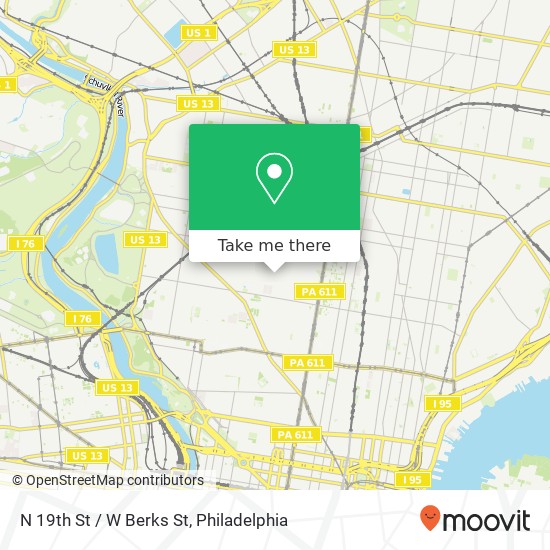 N 19th St / W Berks St map