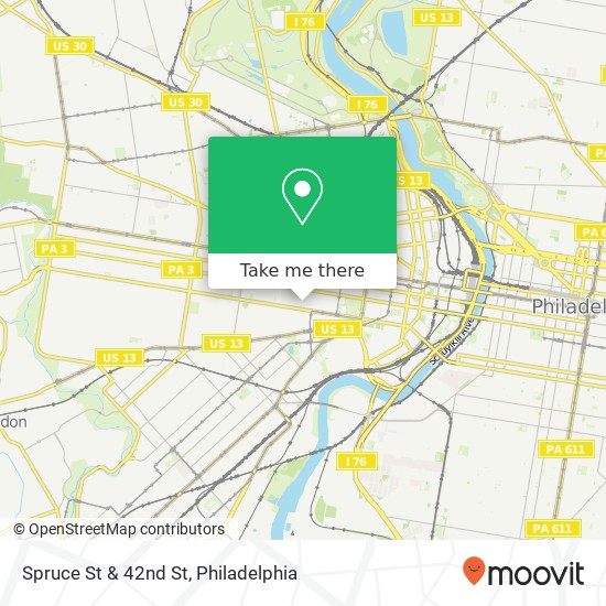 Spruce St & 42nd St map