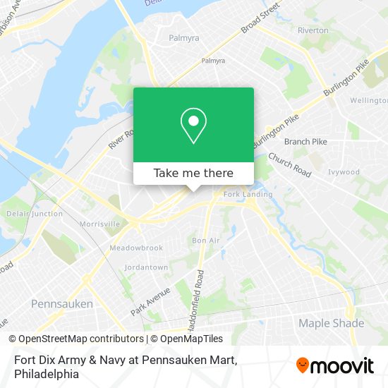 Mapa de Fort Dix Army & Navy at Pennsauken Mart