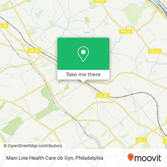 Main Line Health Care ob Gyn map