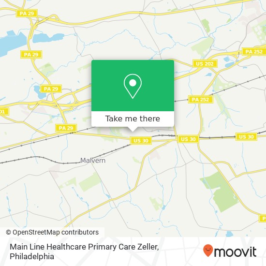 Main Line Healthcare Primary Care Zeller map