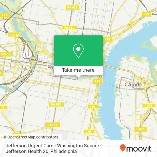 Jefferson Urgent Care - Washington Square - Jefferson Health 20 map