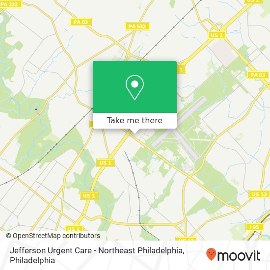 Mapa de Jefferson Urgent Care - Northeast Philadelphia