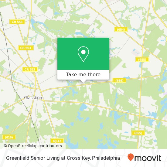 Mapa de Greenfield Senior Living at Cross Key