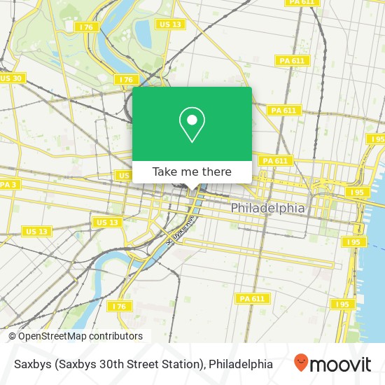 Mapa de Saxbys (Saxbys 30th Street Station)