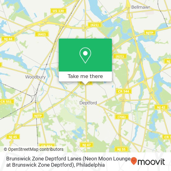Brunswick Zone Deptford Lanes (Neon Moon Lounge at Brunswick Zone Deptford) map