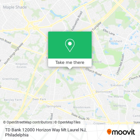 TD Bank 12000 Horizon Way Mt Laurel NJ map