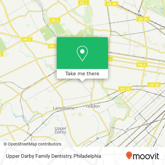 Upper Darby Family Dentistry map