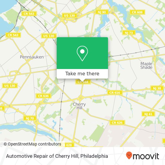 Automotive Repair of Cherry Hill map