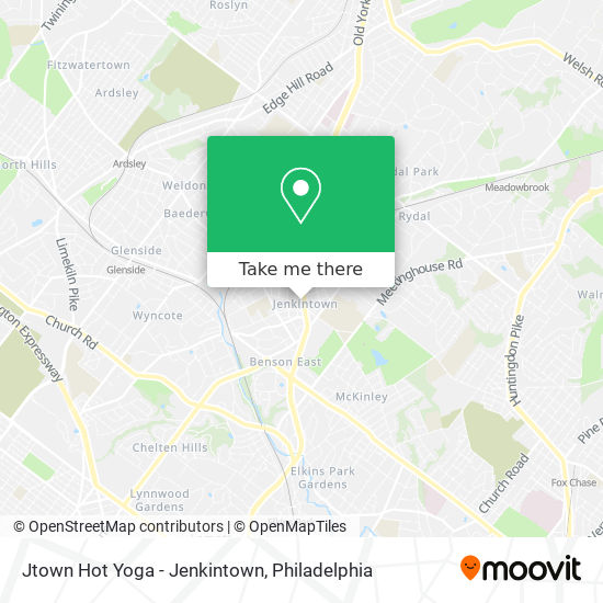 Jtown Hot Yoga - Jenkintown map