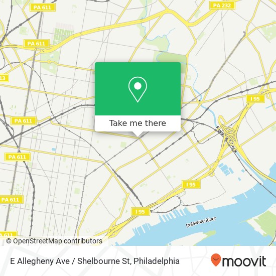 E Allegheny Ave / Shelbourne St map