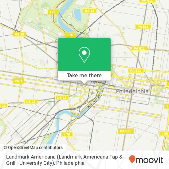 Landmark Americana (Landmark Americana Tap & Grill - University City) map