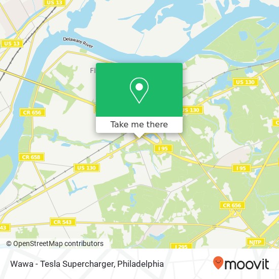 Wawa - Tesla Supercharger map