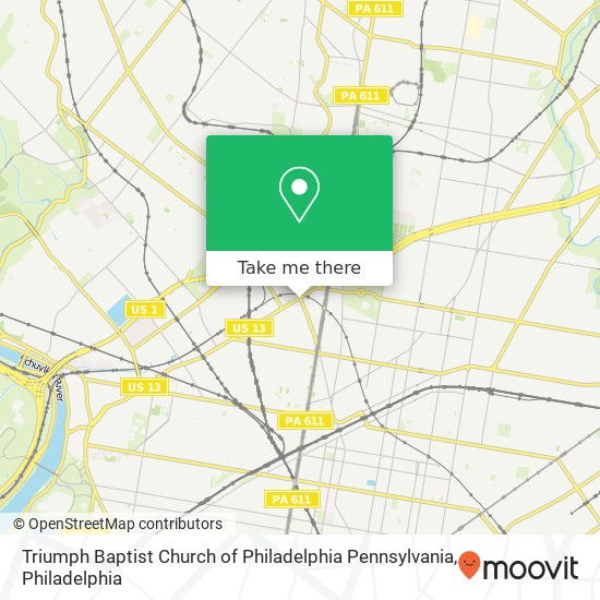 Mapa de Triumph Baptist Church of Philadelphia Pennsylvania