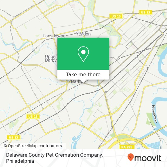 Mapa de Delaware County Pet Cremation Company