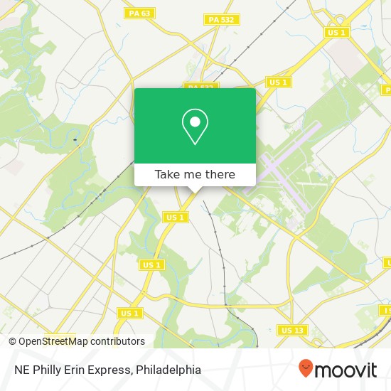 Mapa de NE Philly Erin Express