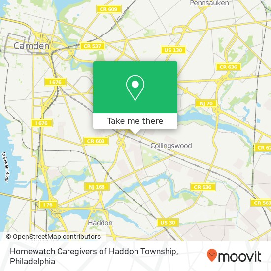 Homewatch Caregivers of Haddon Township map