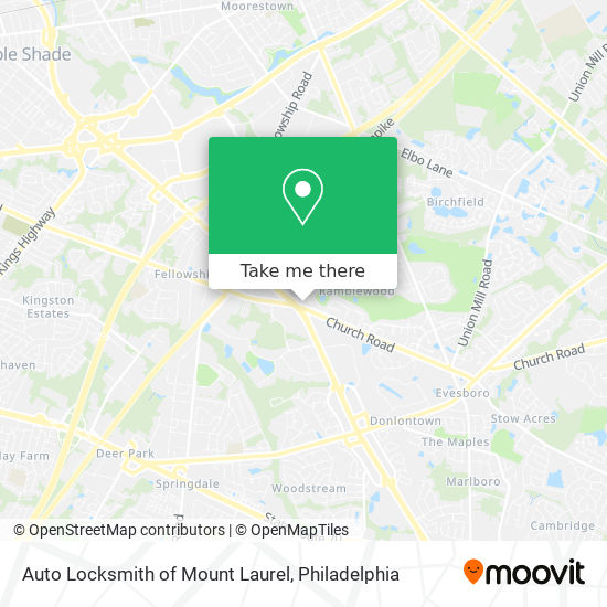 Auto Locksmith of Mount Laurel map