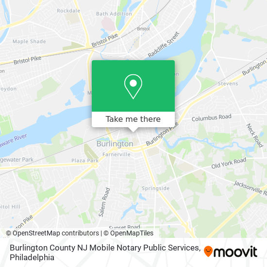 Mapa de Burlington County NJ Mobile Notary Public Services