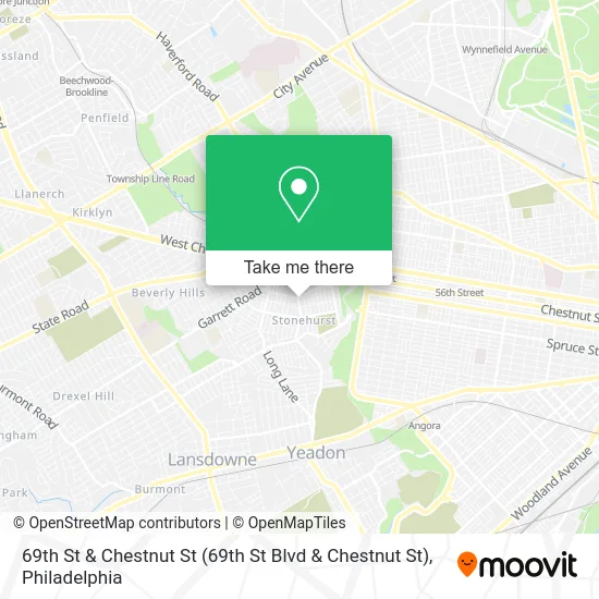 69th St & Chestnut St map